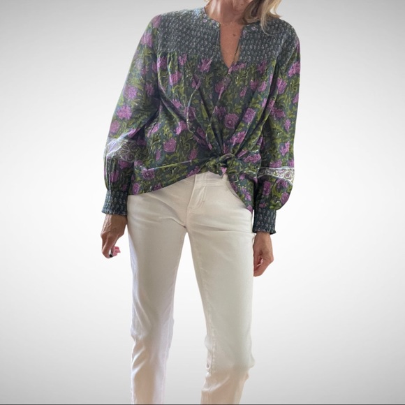 Rachel Zoe Cotton-Print Blouse XS - Picture 3 of 10